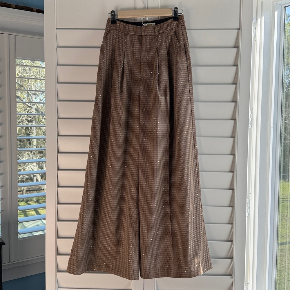 Anthropologie Brown Maxi Skirt with Subtle Sparkle